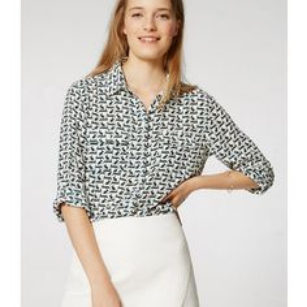 Bunny print button down top